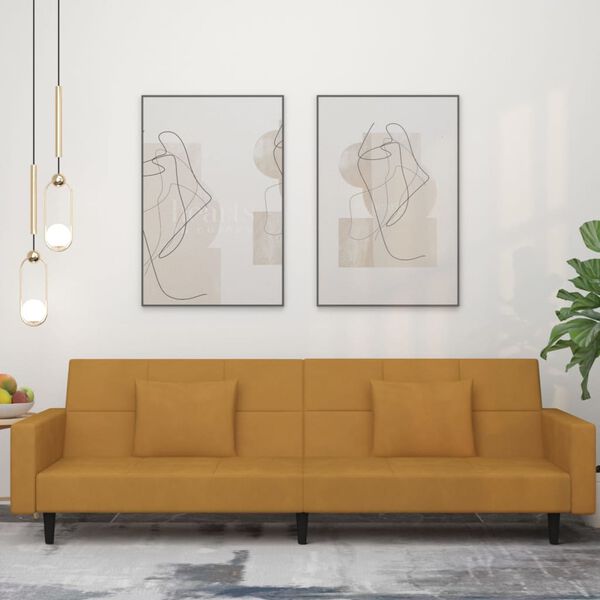 vidaXL 2m&iacute;stn&aacute; rozkl&aacute;dac&iacute; pohovka se 2 pol&scaron;t&aacute;ři hněd&aacute; samet