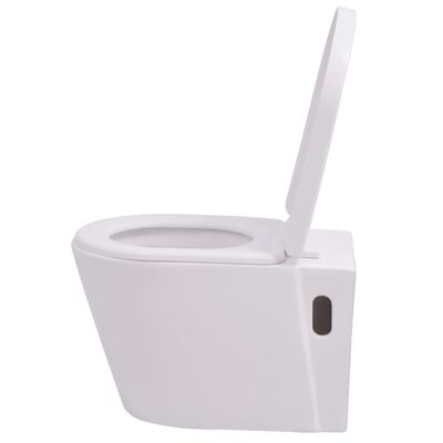 vidaXL Závěsné WC keramické bílé