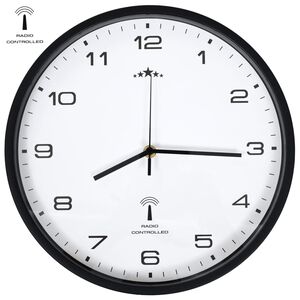 vidaXL R&aacute;diem ř&iacute;zen&eacute; n&aacute;stěnn&eacute; hodiny Quartz 31 cm b&iacute;ločern&eacute;