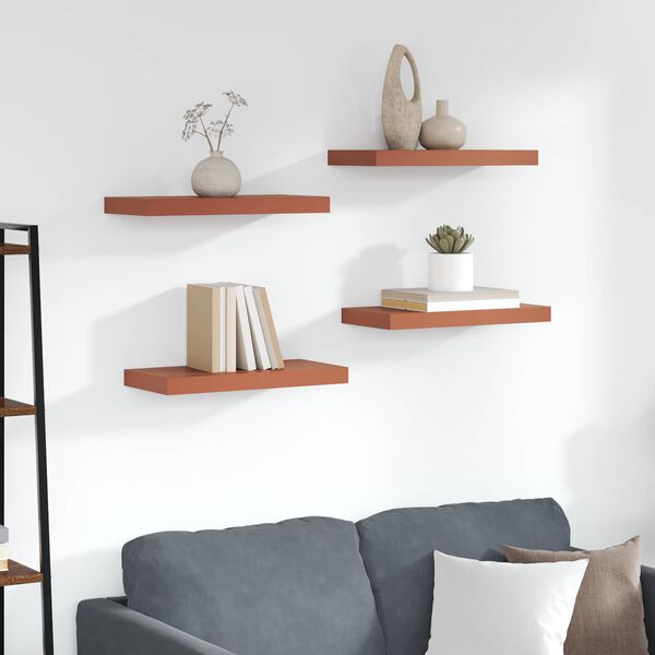 vidaXL N&aacute;stěnn&aacute; polička 4 pcs Červen&aacute; 50 x 23 x 4 cm kompozitn&iacute; dřevo