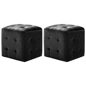 vidaXL Taburety 2 ks čern&eacute; 30 x 30 x 30 cm sametov&aacute; l&aacute;tka