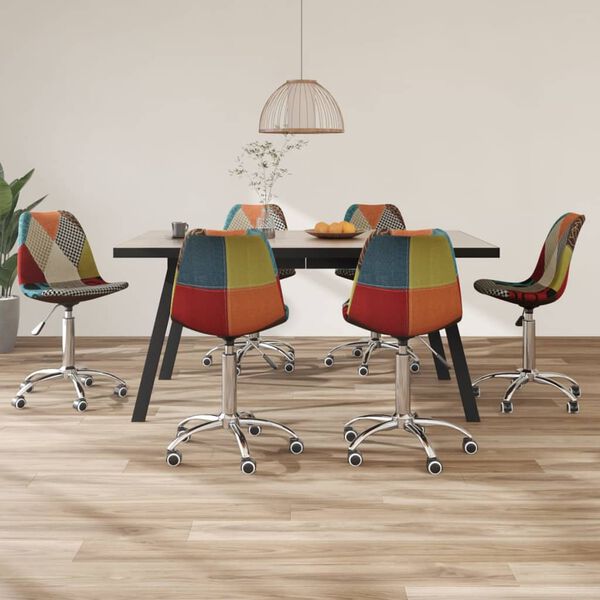 vidaXL Otočn&eacute; j&iacute;deln&iacute; židle 6 ks patchwork textil