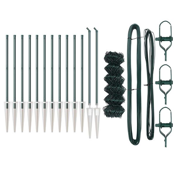 vidaXL Řetězový plot se sloupy Zelená 0.8 x 25 m Ocel