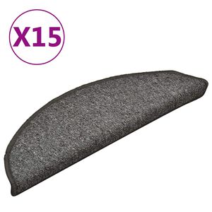 vidaXL Schodov&eacute; rohože 15 ks 56 x 17 x 3 cm &scaron;ed&eacute; a čern&eacute;, půlkulat&eacute;