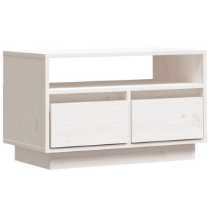 vidaXL TV skř&iacute;ňka b&iacute;l&aacute; 60 x 35 x 37 cm masivn&iacute; borov&eacute; dřevo