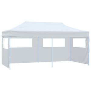 vidaXL Skl&aacute;dac&iacute; nůžkov&yacute; stan s bočn&iacute;mi stěnami 3 x 6 m ocel b&iacute;l&yacute;