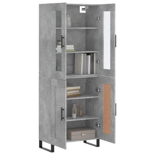 vidaXL Skř&iacute;ň highboard betonově &scaron;ed&aacute; 69,5x34x180 cm kompozitn&iacute; dřevo