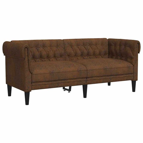 vidaXL Pohovka Chesterfield s polštářem Hnědá 182.5 x 74.5 x 74.5 cm