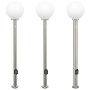 vidaXL Sloupkov&aacute; světla se senzorem a z&aacute;suvkou 3 ks 120 cm nerezov&aacute; ocel IP44