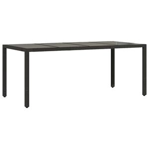 vidaXL Zahradn&iacute; stůl se skleněnou deskou čern&yacute; 190x90x75 cm polyratan
