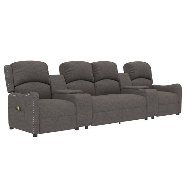 vidaXL 4m&iacute;stn&eacute; mas&aacute;žn&iacute; polohovac&iacute; křeslo s drž&aacute;ky n&aacute;pojů světle &scaron;ed&eacute;