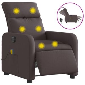 vidaXL Elektrick&eacute; mas&aacute;žn&iacute; polohovac&iacute; křeslo tmavě hněd&eacute; textil