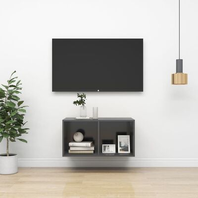 vidaXL Nástěnná TV skříňka šedá 37 x 37 x 72 cm dřevotříska