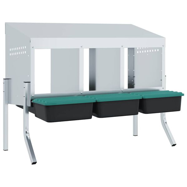 vidaXL Hn&iacute;zdo pro kuřata se 3 přihr&aacute;dkami a nohami, pozinkovan&aacute; ocel