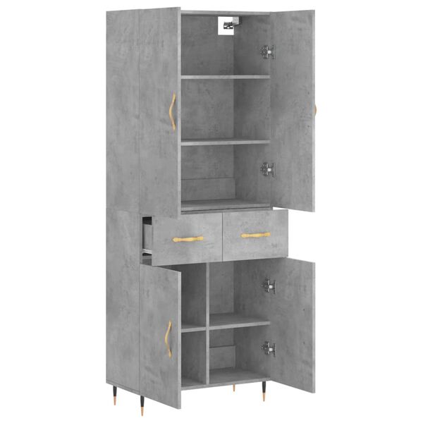 vidaXL Skř&iacute;ň highboard betonově &scaron;ed&aacute; 69,5x34x180 cm kompozitn&iacute; dřevo
