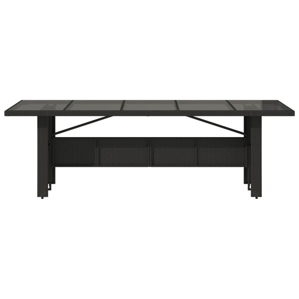vidaXL Zahradn&iacute; stůl se skleněnou deskou čern&yacute; 240x90x75 cm polyratan