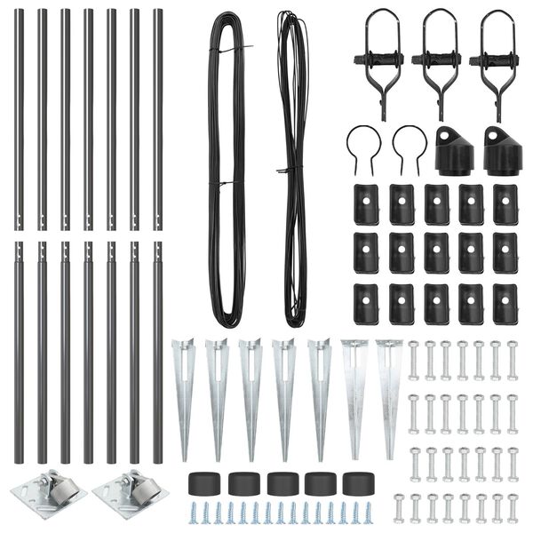 vidaXL Plotové sloupky 7 pcs Šedá Ø32mm 180 cm Pozinkovaná ocel