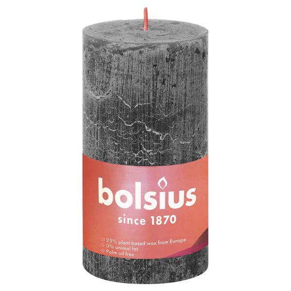 Bolsius Rustik&aacute;ln&iacute; v&aacute;lcov&eacute; sv&iacute;čky Shine 4 ks 130 x 68 mm bouřkově &scaron;ed&eacute;