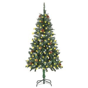 vidaXL Uměl&yacute; v&aacute;nočn&iacute; stromek s LED osvětlen&iacute;m a &scaron;i&scaron;kami 150 cm
