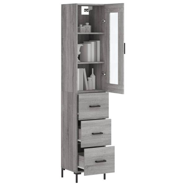 vidaXL Skř&iacute;ň highboard &scaron;ed&aacute; sonoma 34,5 x 34 x 180 cm kompozitn&iacute; dřevo