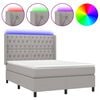 vidaXL Box spring postel s matrac&iacute; a LED světle &scaron;ed&aacute; 140x200 cm textil