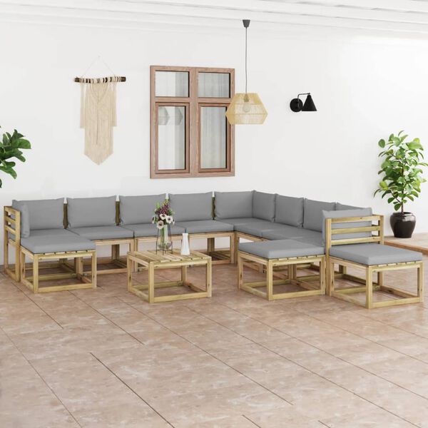 vidaXL 12d&iacute;ln&aacute; zahradn&iacute; sedac&iacute; souprava podu&scaron;ky impregnovan&aacute; borovice