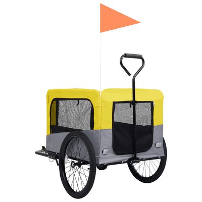 vidaXL Vozík pro psa za kolo a na běhání 2 v 1 žlutý a šedý
