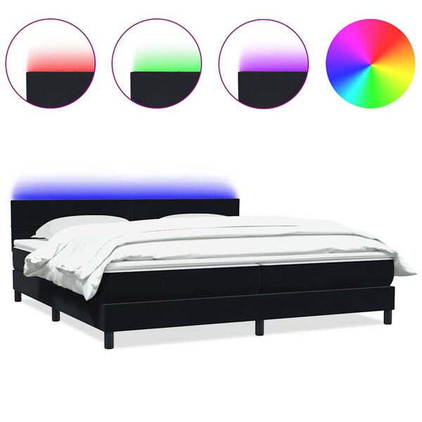 vidaXL Box spring postel s matrac&iacute; a LED čern&aacute; 180x210 cm samet
