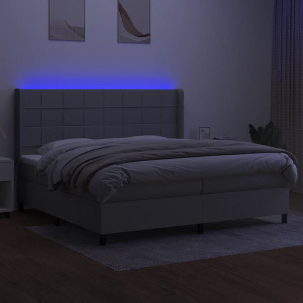 vidaXL Box spring postel s matrac&iacute; a LED světle &scaron;ed&aacute; 200x200 cm textil