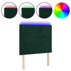 vidaXL Čelo postele s LED tmavě zelen&aacute; 80x5x118/128 cm samet