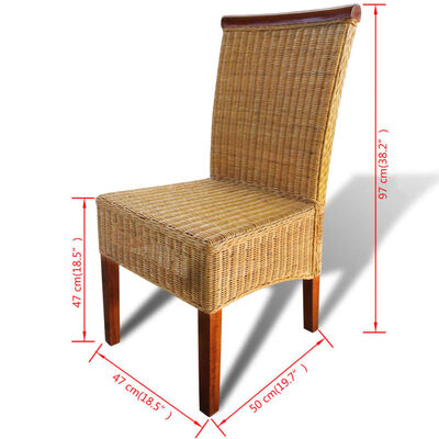 vidaXL Jídelní židle 4 ks hnědé přírodní ratan