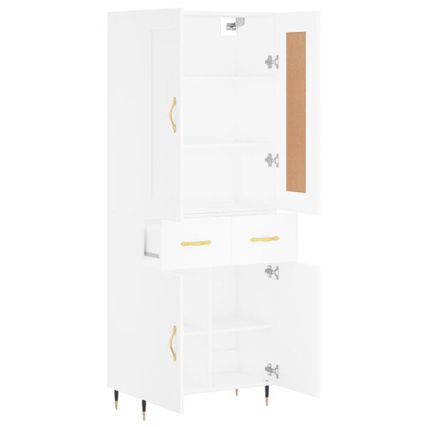 vidaXL Skř&iacute;ň highboard b&iacute;l&aacute; 69,5 x 34 x 180 cm kompozitn&iacute; dřevo