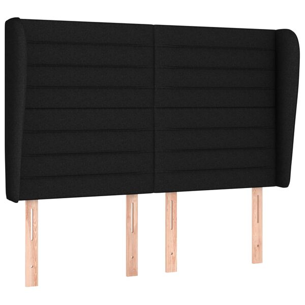 vidaXL Čelo postele typu u&scaron;&aacute;k čern&eacute; 147x23x118/128 cm textil