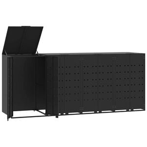 vidaXL Box na 4 popelnice čern&yacute; 276 x 79 x 117 cm ocel