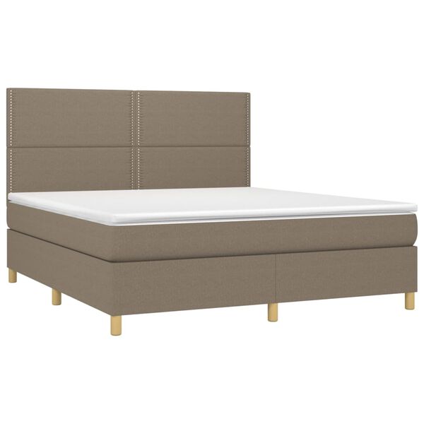 vidaXL Box spring postel s matrac&iacute; a LED taupe 180x200 cm textil