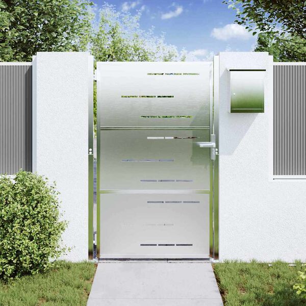 vidaXL Zahradn&iacute; br&aacute;na se z&aacute;mkem Stř&iacute;brn&aacute; 100 x 150 cm Nerezov&aacute; ocel