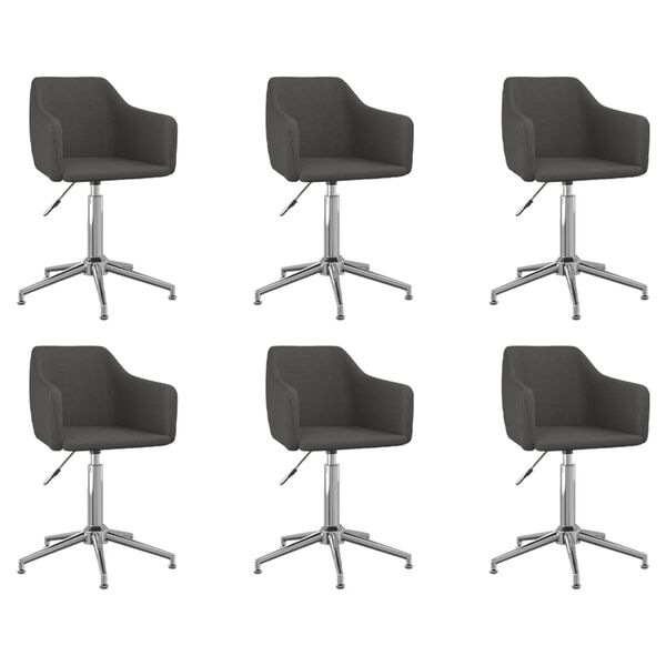 vidaXL Otočn&eacute; j&iacute;deln&iacute; židle 6 ks tmavě &scaron;ed&eacute; textil