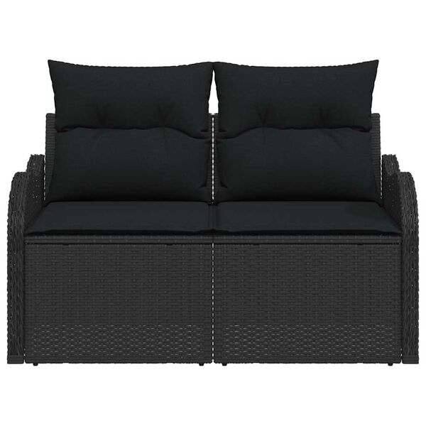 vidaXL Zahradn&iacute; sofa s pol&scaron;t&aacute;řem Čern&aacute; 121 x 62 x 69 cm polyratan