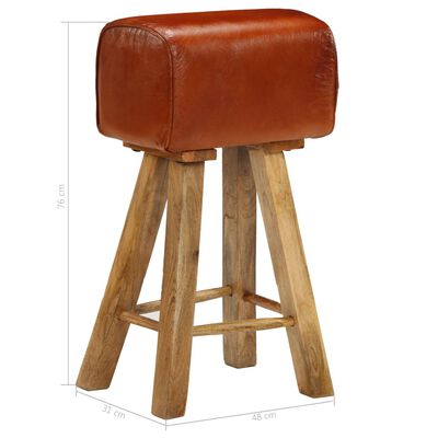 vidaXL Barové židle 2 ks pravá kůže a masivní mangovníkové dřevo