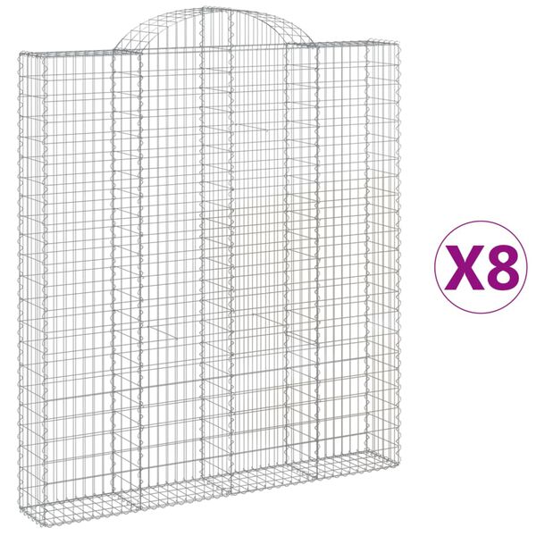 vidaXL Klenut&eacute; gabionov&eacute; ko&scaron;e 8 ks 200x30x220/240cm pozinkovan&eacute; železo