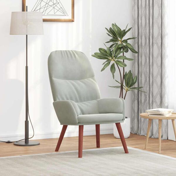 vidaXL Relaxačn&iacute; křeslo světle &scaron;ed&eacute; samet