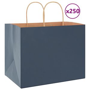 vidaXL Pap&iacute;rov&eacute; ta&scaron;ky 250 ks s uchy Modr&aacute; 32x22x24 cm