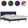 vidaXL R&aacute;m postele s LED p&aacute;sky s čelo Čern&aacute; 180 x 200 cm Uměl&aacute; kůže