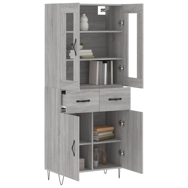 vidaXL Skř&iacute;ň highboard &scaron;ed&aacute; sonoma 69,5 x 34 x 180 cm kompozitn&iacute; dřevo
