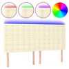 vidaXL Čelo postele s LED kr&eacute;mov&eacute; 200x5x118/128 cm uměl&aacute; kůže