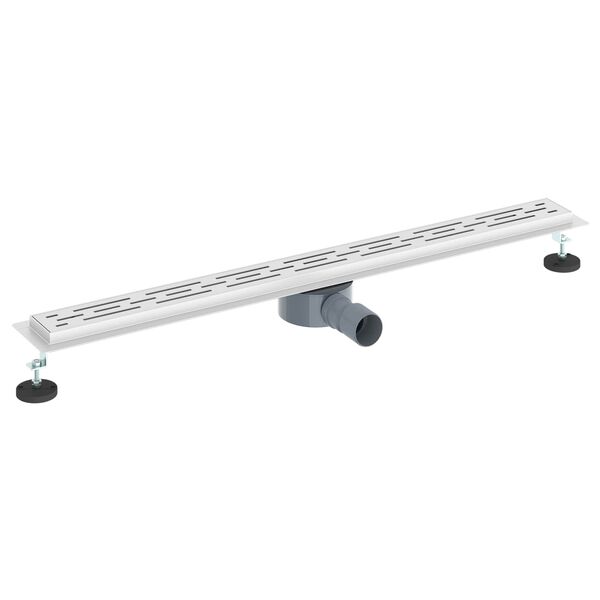 vidaXL Sprchov&yacute; odtok s skleněn&yacute;m v&iacute;kem a 360&deg; sifonem Stř&iacute;brn&aacute; 90 cm