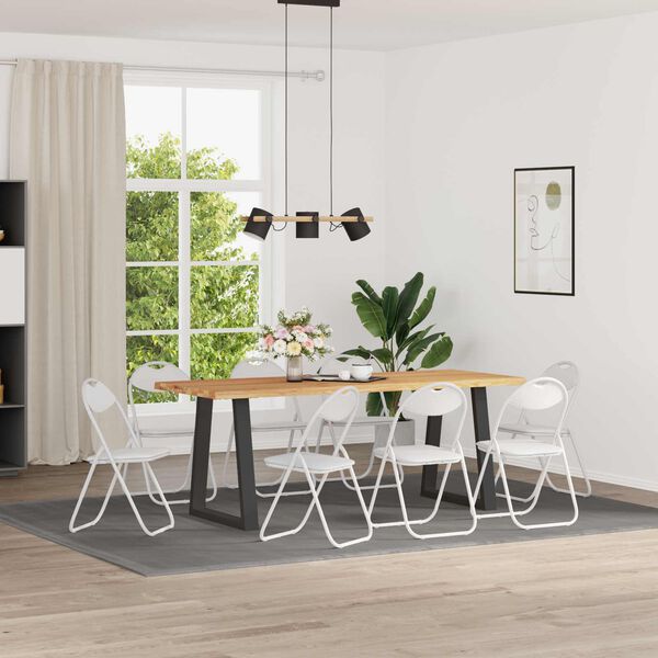 vidaXL Skl&aacute;dac&iacute; židle 8 pcs B&iacute;l&yacute; 48 x 43,5 x 81 cm Uměl&aacute; kůže