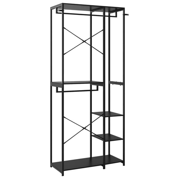 vidaXL &Scaron;atn&iacute; skř&iacute;ň čern&aacute; 90 x 40 x 213 cm kov a dřevotř&iacute;ska