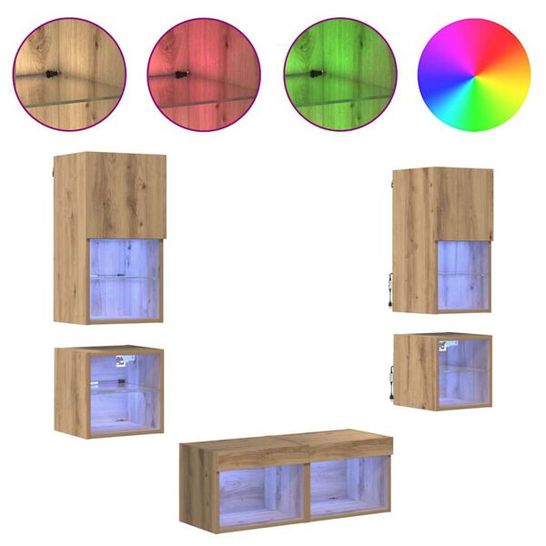 vidaXL N&aacute;bytkov&eacute; stěny pro TV 8 pcs Artisanov&yacute; dub kompozitn&iacute; dřevo