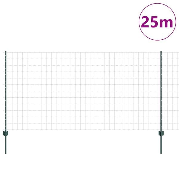 vidaXL Plot s sloupkem Zelen&aacute; 1,2 x 25 m Ocel a PVC